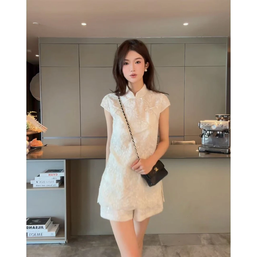 yiyiya.Guo艺艺吖【白月光】中国风夏季透气显瘦立领上衣裤2452SS52