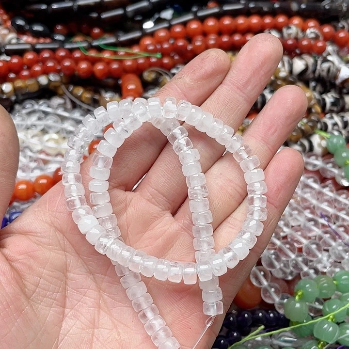 玛瑙/玉髓珠宝半成品未镶嵌一条7mm白水晶药片