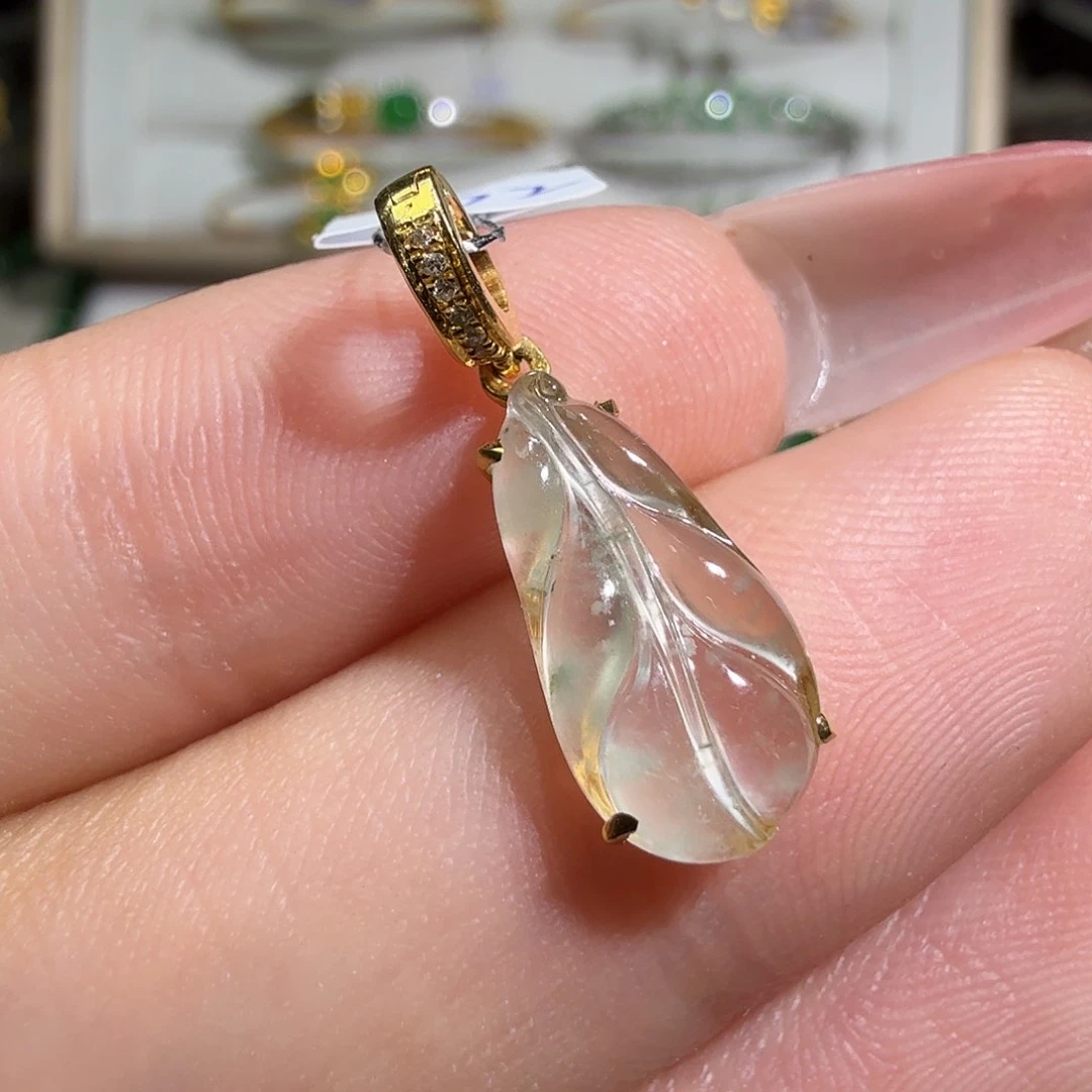 翡翠18K金镶嵌吊坠(不含链)