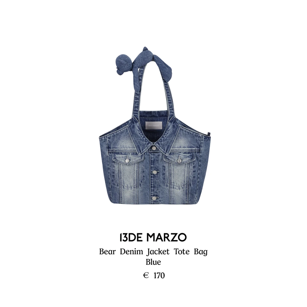 13DE 2025AW 秋冬Doozoo系列 玩偶肩带牛仔托特包