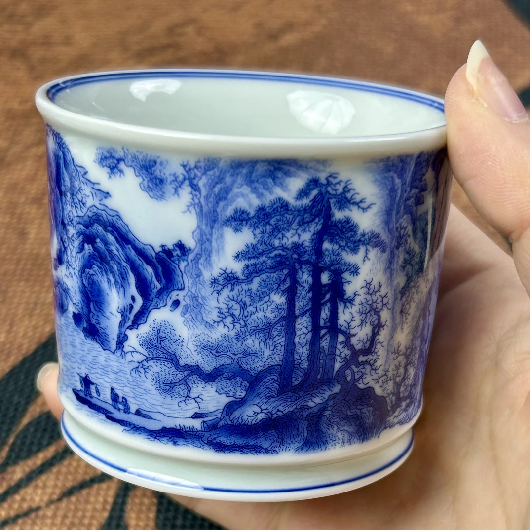 景德镇青花山水大容天杯容量100cc