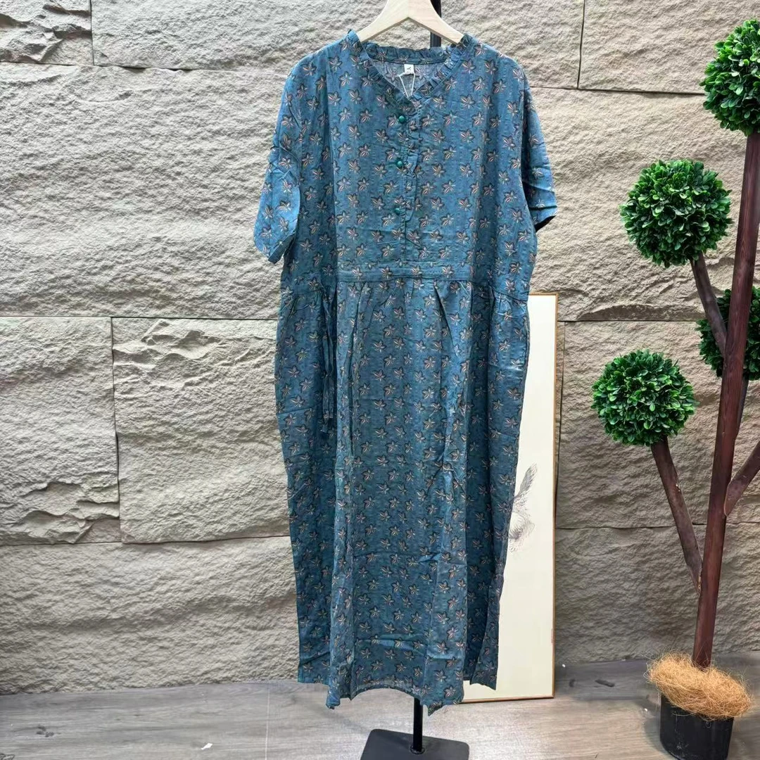 9234夏季新款时尚气质显瘦减龄短袖连衣裙QZ