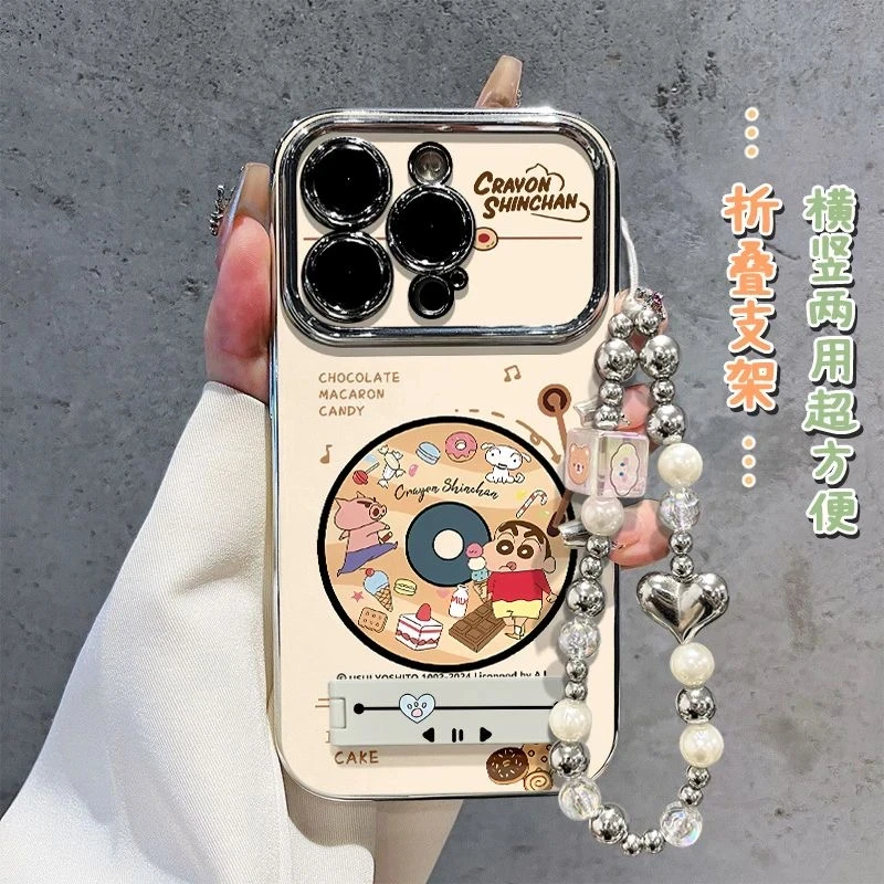 电镀视窗唱片小新适用苹果16手机壳iPhone15/14卡通13/12新款11PR