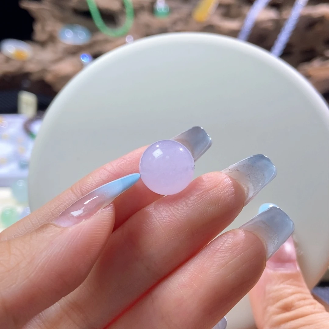 翡翠散珠翡翠冰红粉圆珠12.8mm