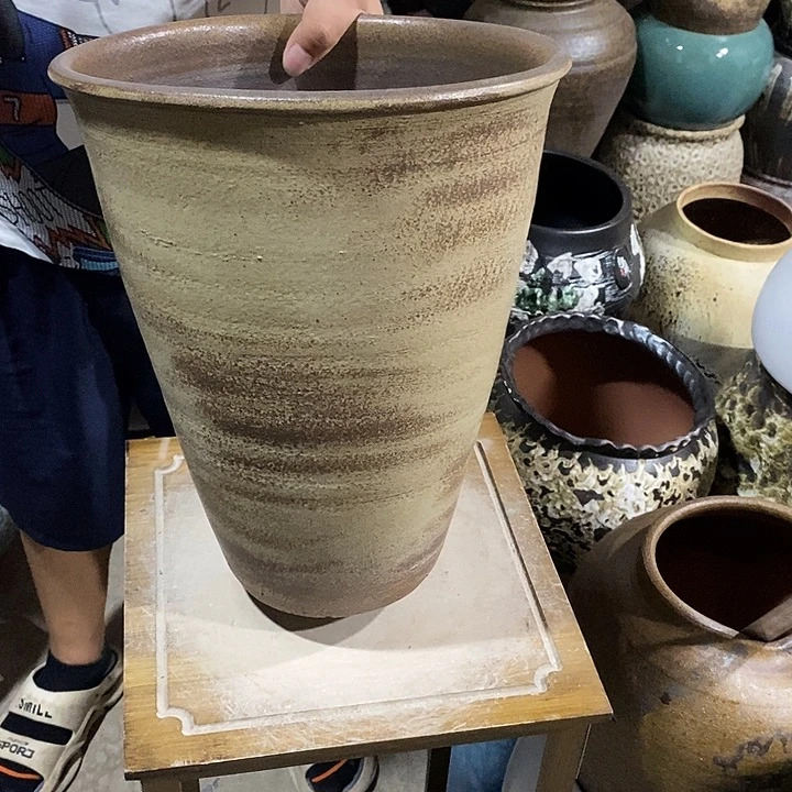 紫砂花盆口28高度34复古色8888