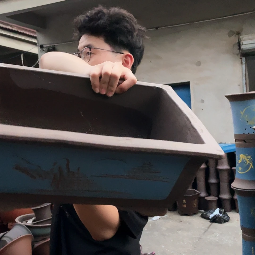 宜兴紫砂紫砂花盆40蓝马槽