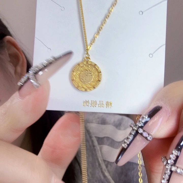 吊坠925银纯银制品 纯银项链 福牌