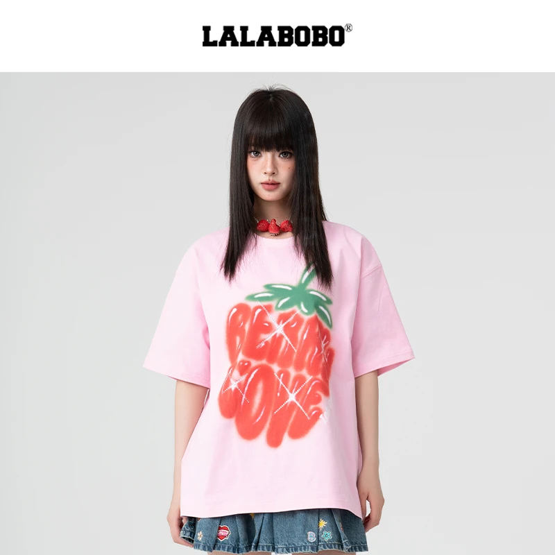 北京金源LALABOBO2025蛇年新款春夏宽松潮流印花显瘦T恤RBEA-DT17