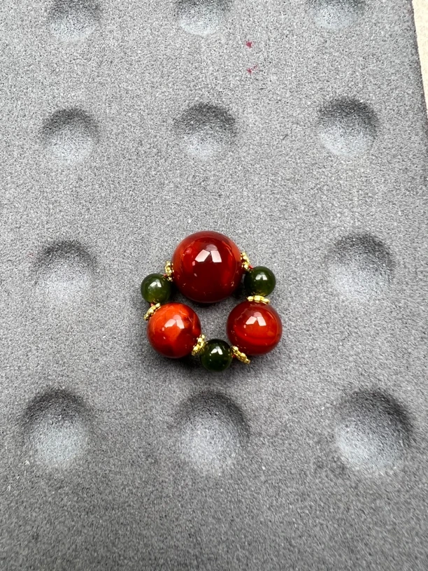 T33南红牛血红顶腰珠圆珠套装8-11mm【适配6-7的串