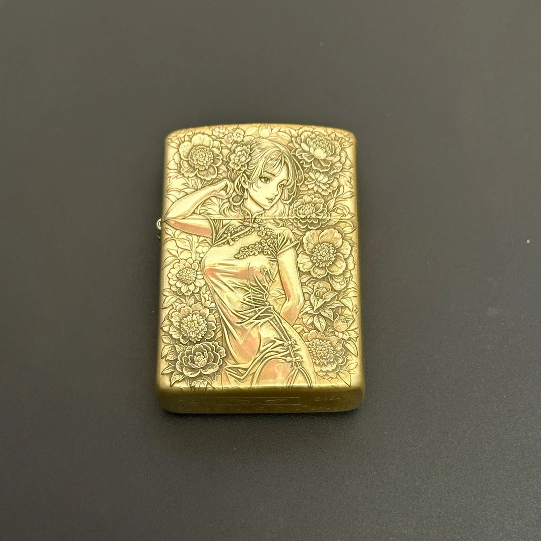 ZORRO 烈焰打火机工作室出品玫瑰花女孩，精工浮雕砂轮打火机