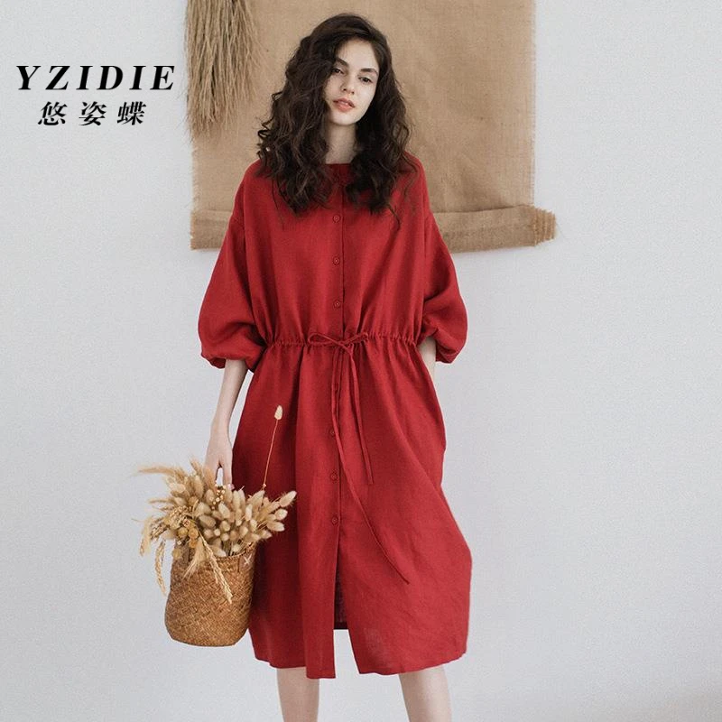 爆款红色沙滩裙后妈裙海边裙子悠姿蝶新年红色外搭连连衣裙显瘦