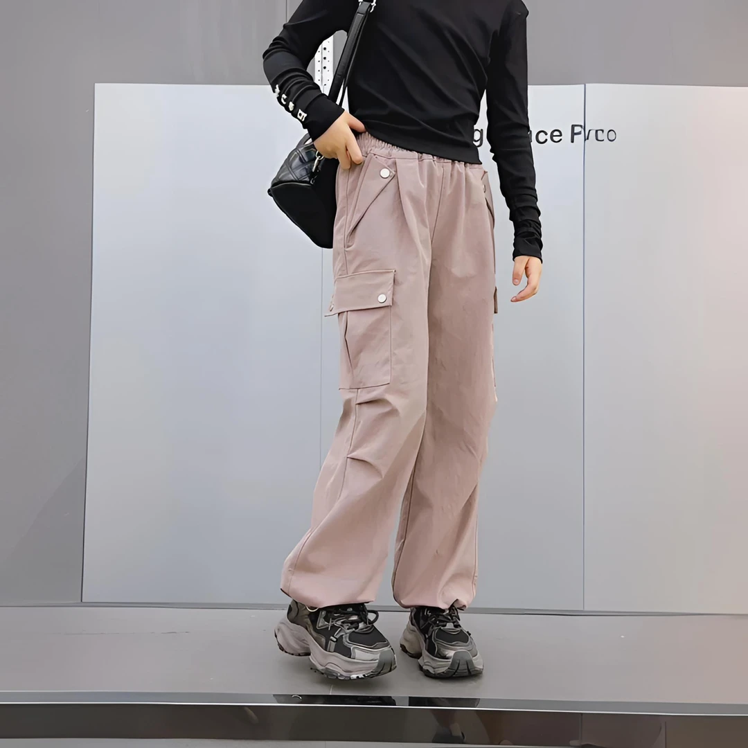 秋季中大女童工装裤女孩子上学穿长裤休闲风直筒裤子