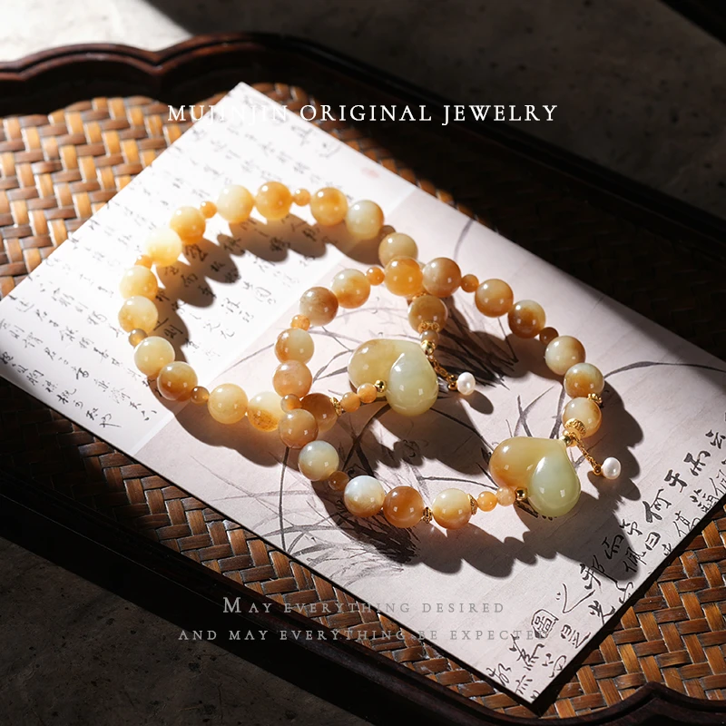 【木槿槿 爱心屁桃款】天然糖白和田玉手链女款串珠手串多样性发一