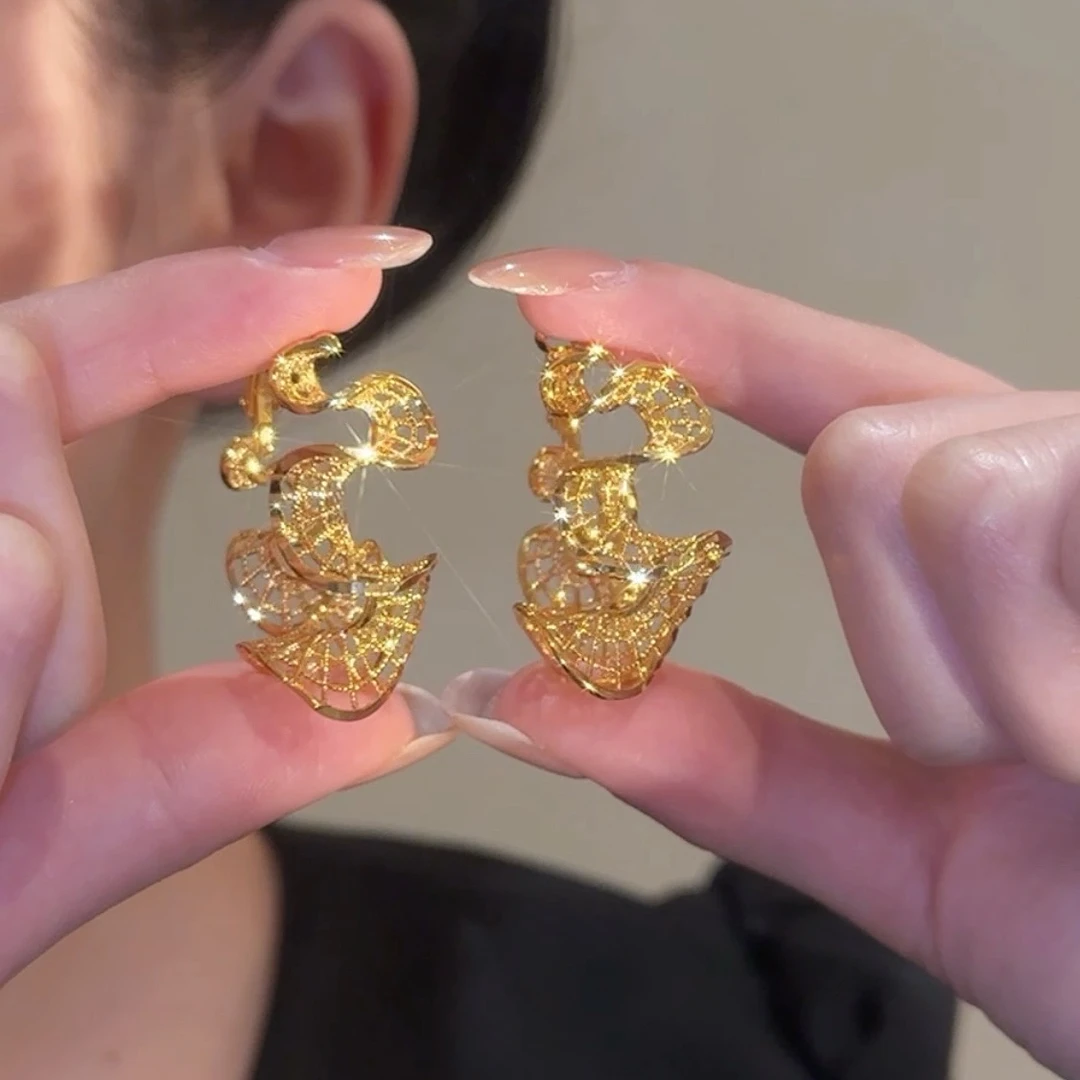 铜合金耳饰 【灿烂】轻奢高级感精致简古法式小众耳钉耳环显脸小ins