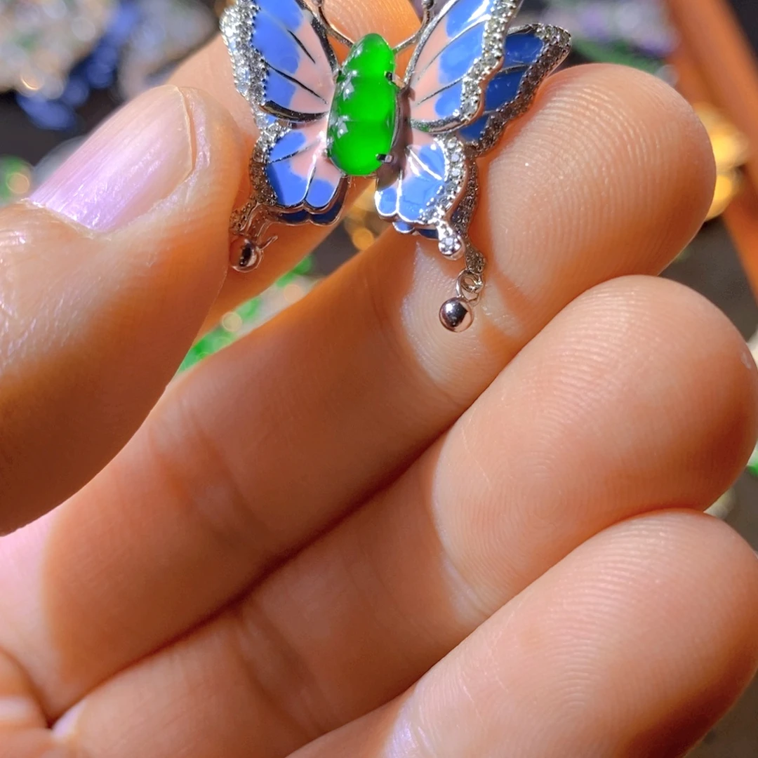 翡翠银S925镶嵌颈饰天然翡翠