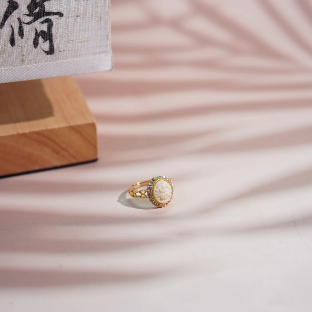 【珊丽】白蜡雕刻件戒指