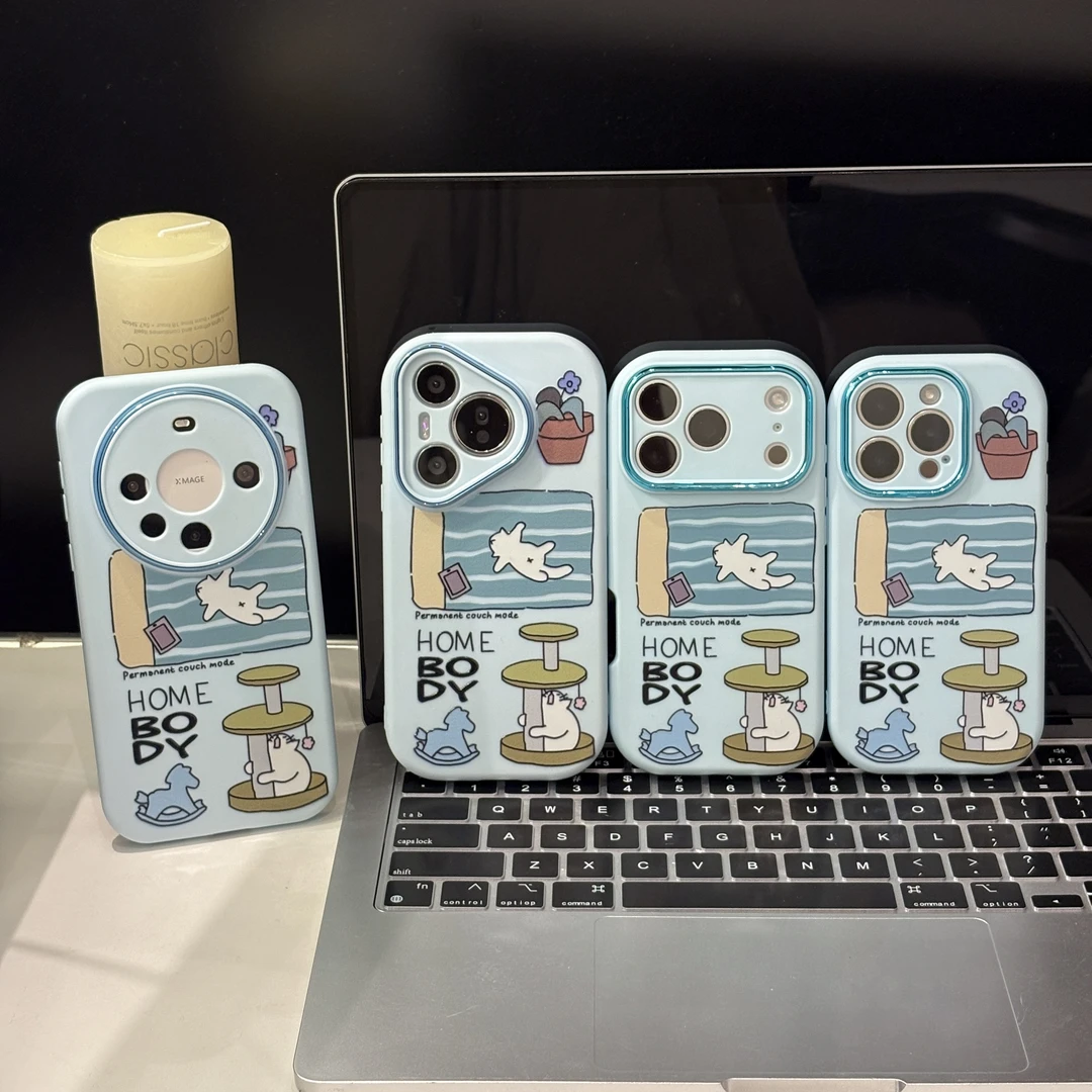 慵懒小猫适用苹果17pro手机壳16pm小胖妹华为p80荣耀女oppo小米15