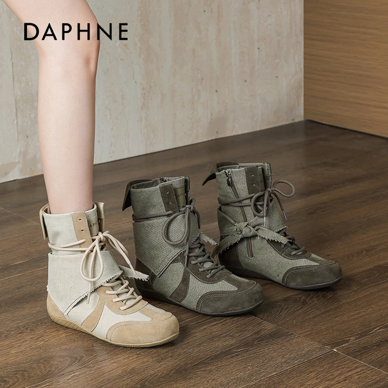 达芙妮厚底拳击靴女2025新款秋季复古废土风短靴户外德训马丁靴子
