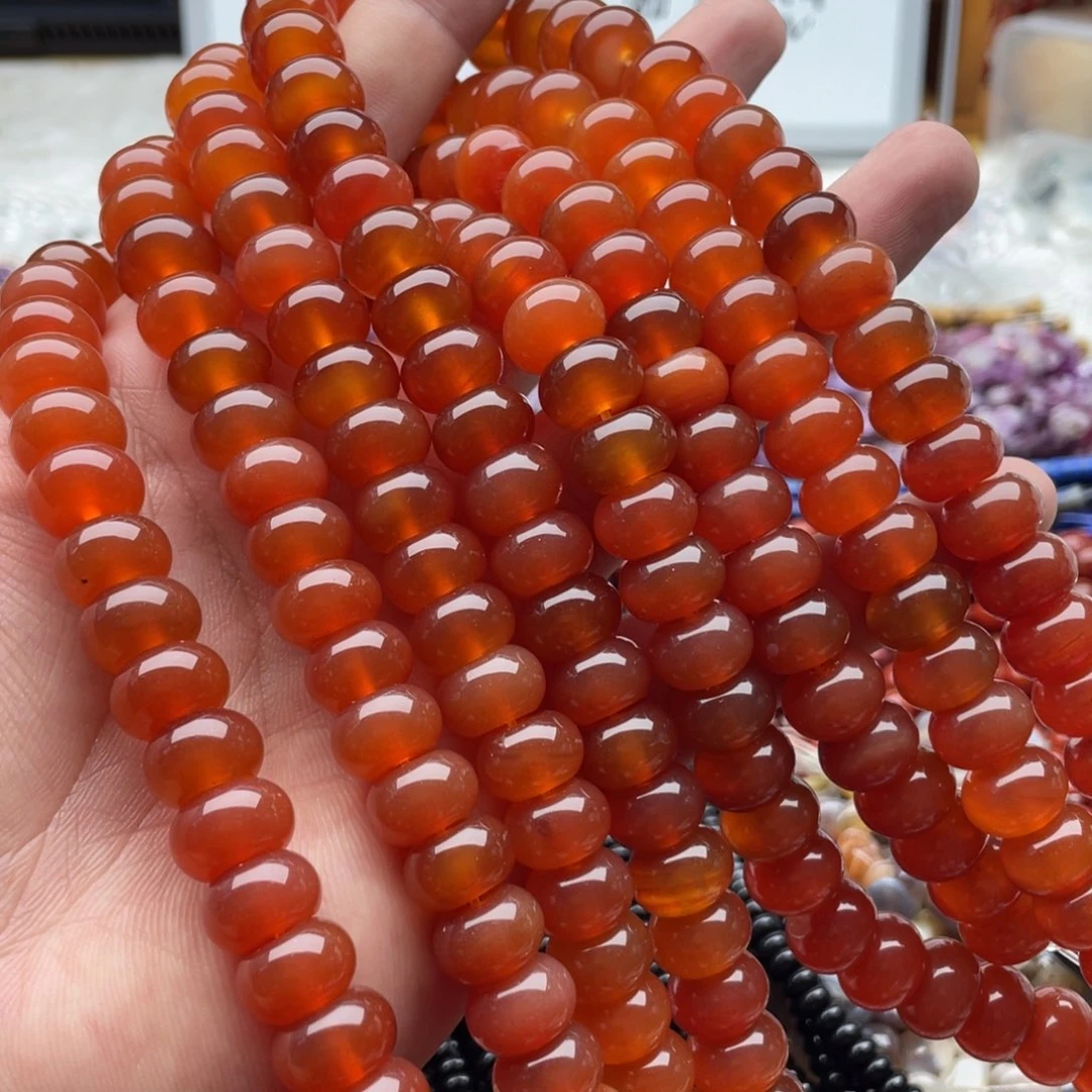 玛瑙/玉髓合金珠宝半成品一条装卡12mm红玛瑙算盘珠