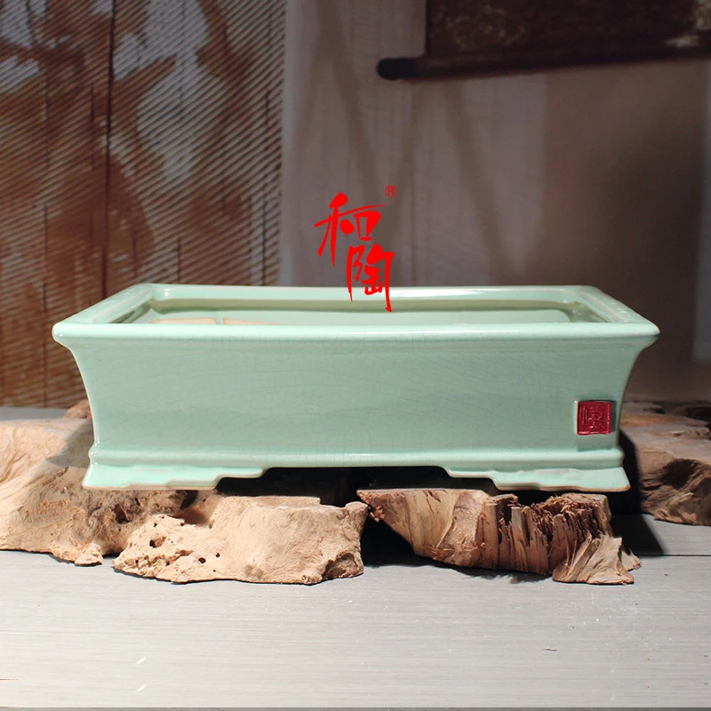 复古冰裂釉陶瓷紫砂长方形马槽盆景盆大口径透气自制花盆石湾花盆