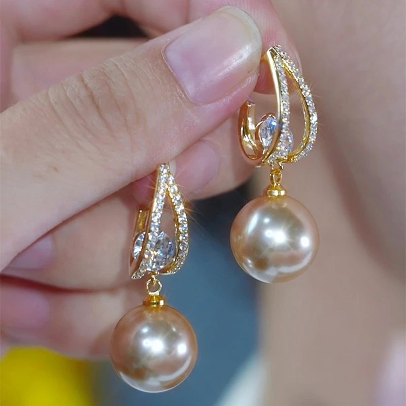 铜合金耳饰 精致轻奢满钻珍珠耳钉时尚高级感耳环女新款气质耳饰