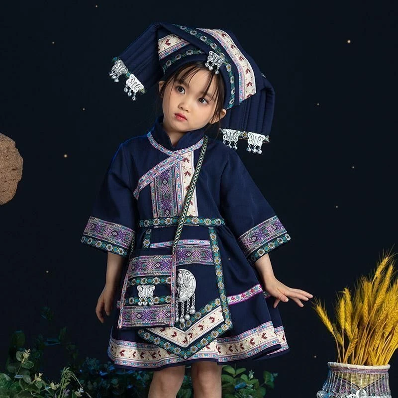 三月民族服装广西壮族壮族苗族洛丽塔少数民族儿童女童服饰演出服