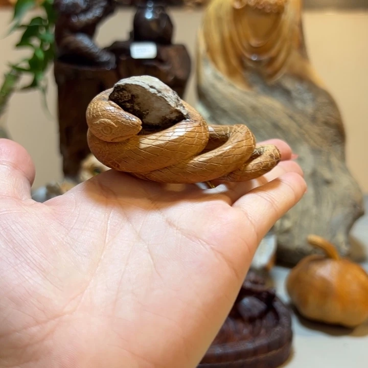 木手把件小蛇摆件