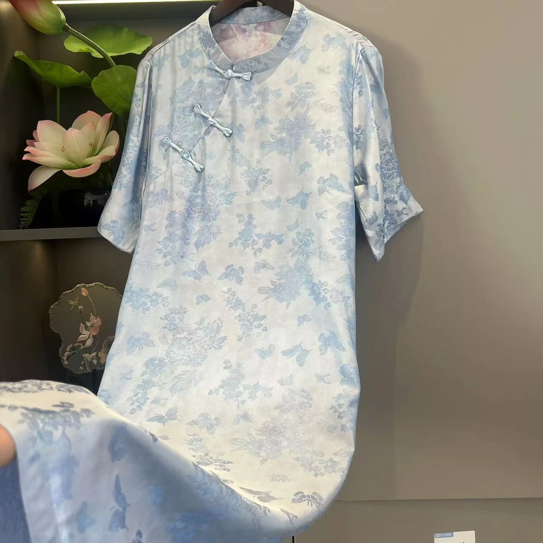 【蓝花蝶韵】中式连衣裙春夏连衣裙9962