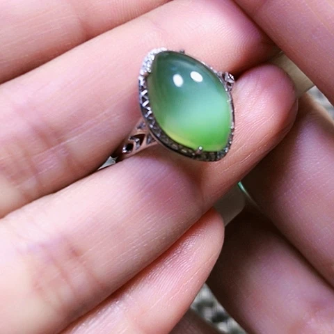 和田玉银S925镶嵌戒指