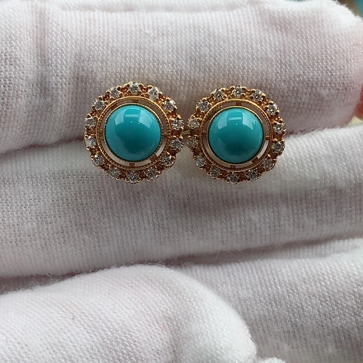 绿松石18K金镶嵌珠宝奇石