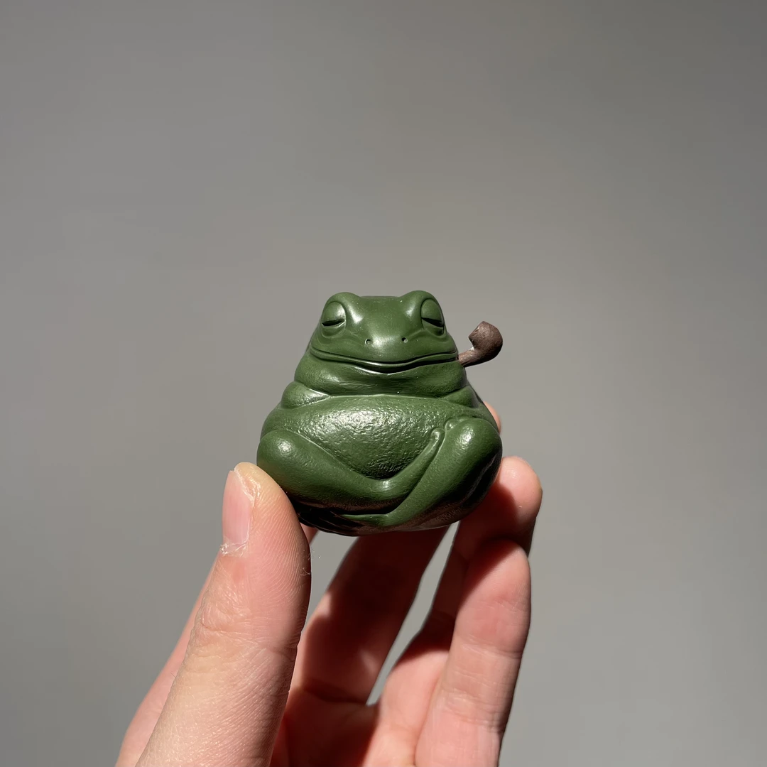 宜兴原矿全手工紫砂茶宠 紫砂金蟾茶宠摆件 烟斗金蟾 蟾仙茶宠