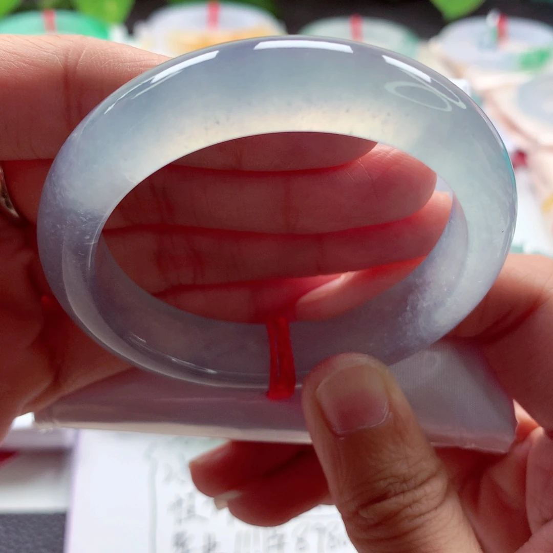 翡翠手镯未镶嵌52.7蓝钢毕业高冰炸光A