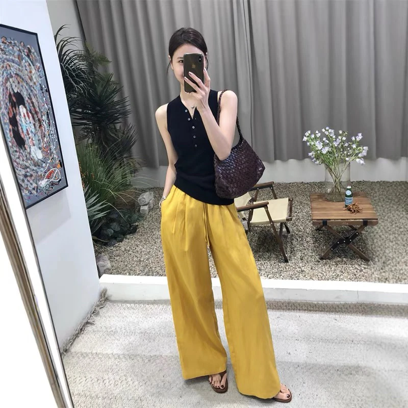 韩系纯色直筒裤阔腿裤女2025夏季新款慵懒风宽松显瘦百搭长裤子女