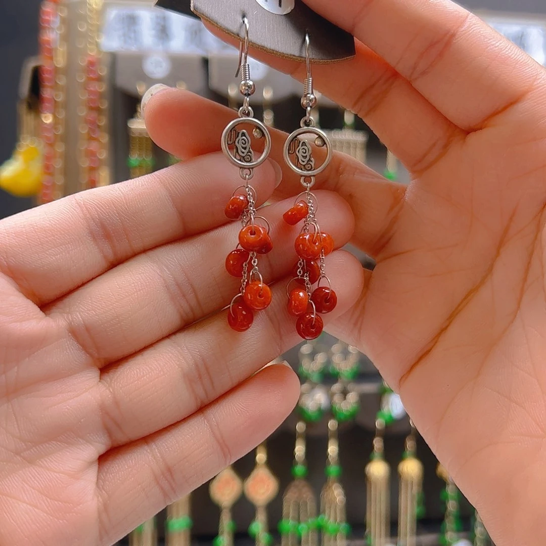 银S925镶嵌翡翠耳坠