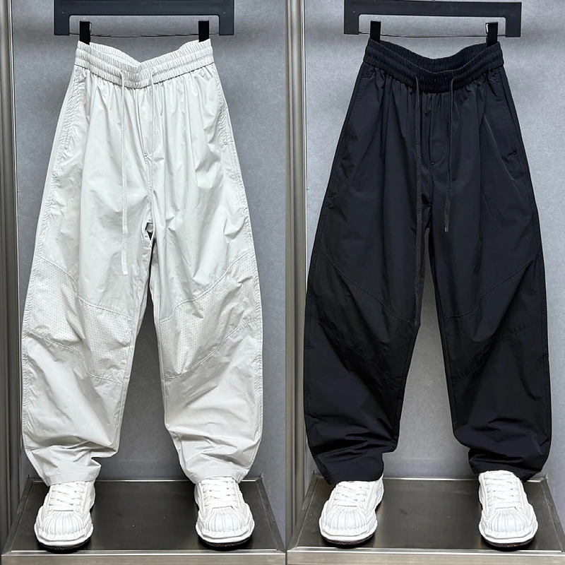 2025夏季新款美式休闲痞帅阔腿直筒裤男士轻薄款潮牌速干休闲长裤