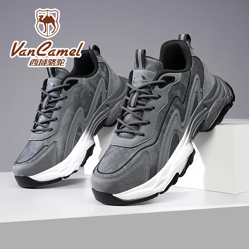 VANCAMEL/西域骆驼男款皮面可防水防滑耐磨休闲潮流时尚百搭跑鞋