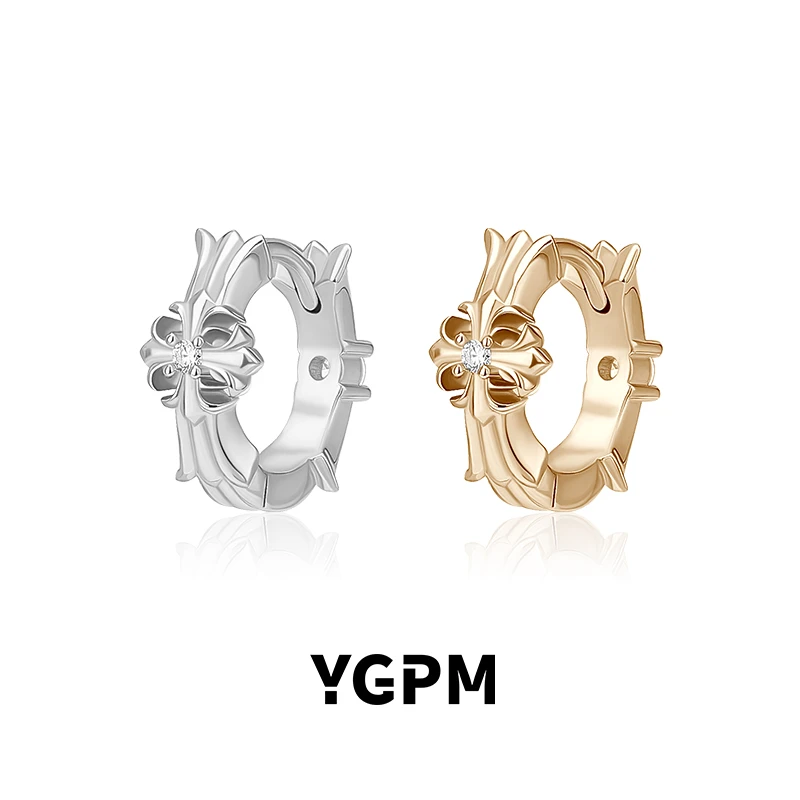 925银莫桑石耳饰 YGPM鸢尾花纯银耳扣女原创轻奢复古高级感耳环