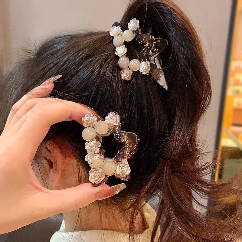 五角星玫瑰花抓夹女气质网红半抓发夹新款百搭005