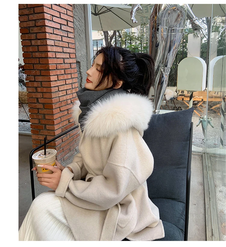 金夫人大衣【冰岛精灵】网红爆款狐狸毛纯手工双面羊毛大衣
