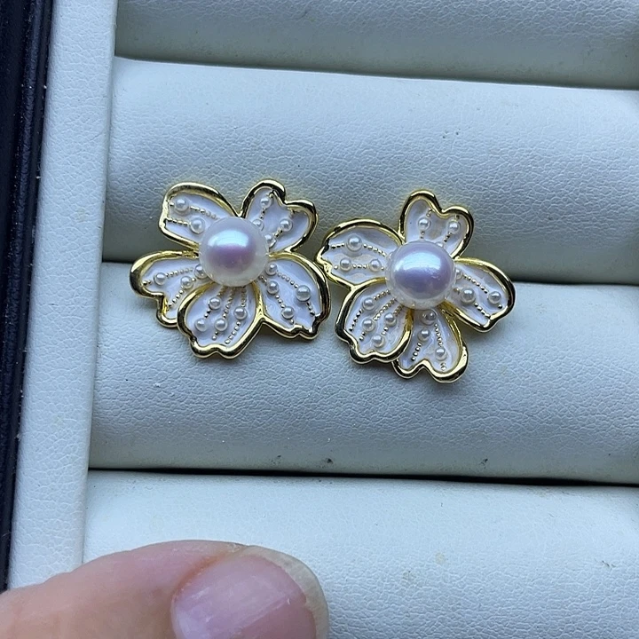 淡水珍珠耳饰银S925镶嵌