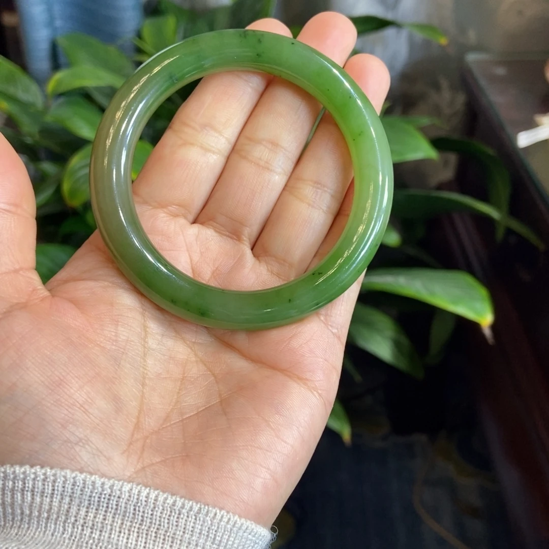 和田玉（碧玉）未镶嵌手镯新疆黑阳洞57.5