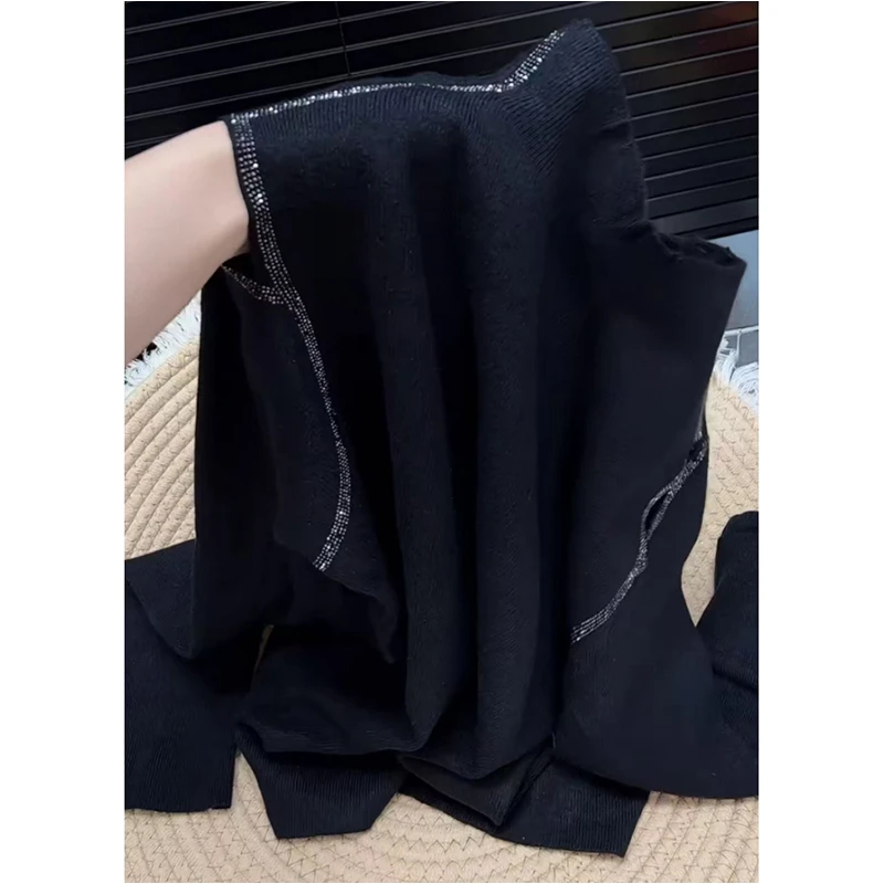 大码胖MM韩版时尚简约长袖针织衫女2025秋冬新款宽松慵懒内搭上衣