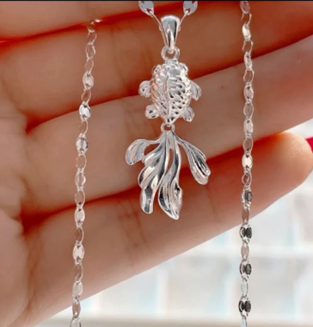 足银耳饰 足银耳饰 足银990银富富有余鲤鱼项链0310