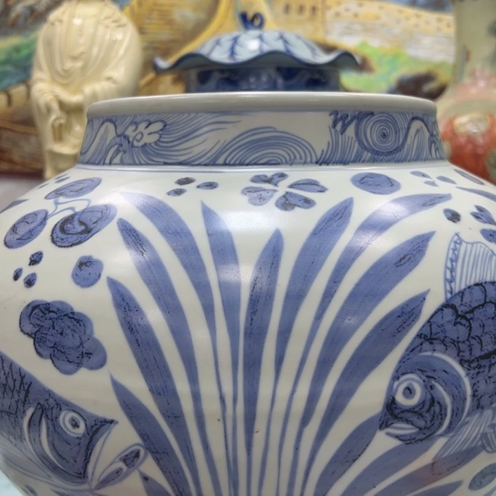 瓶风*青花瓷鱼藻纹大罐