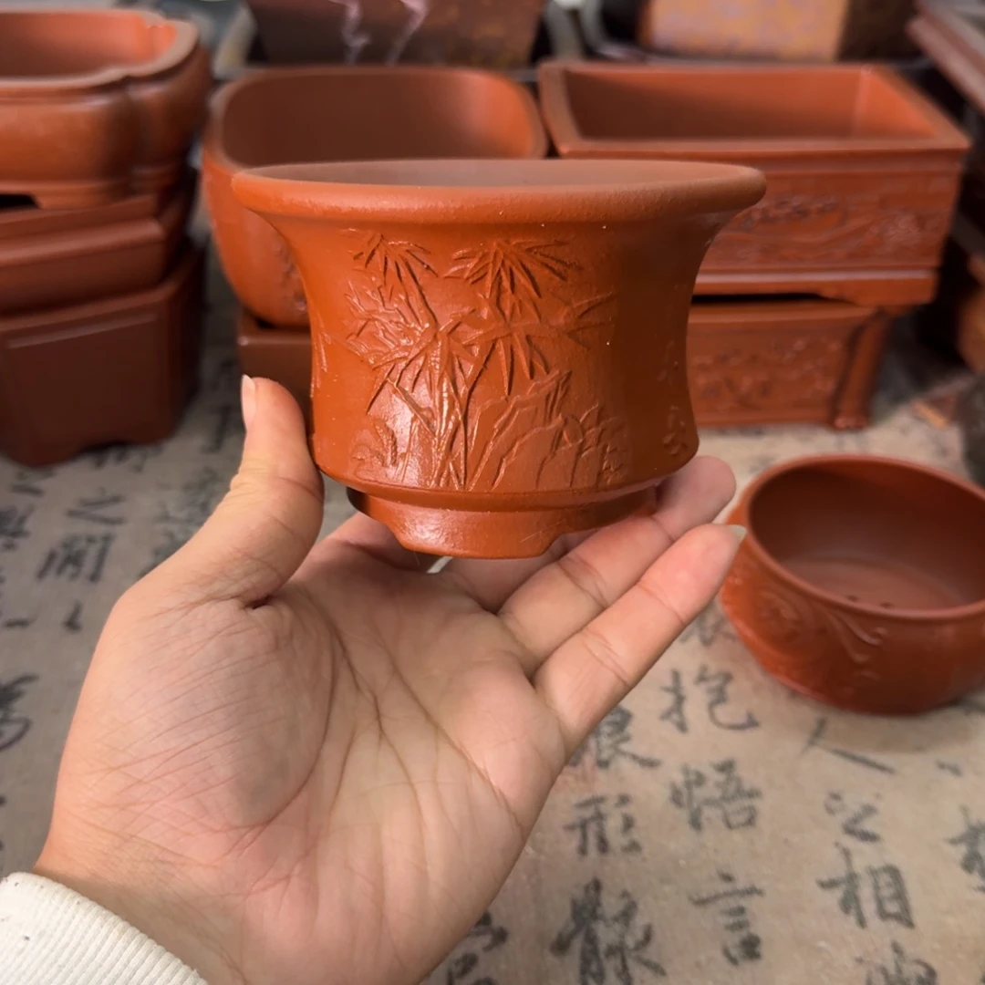 紫砂花盆9.5x6.8宜兴紫砂正品