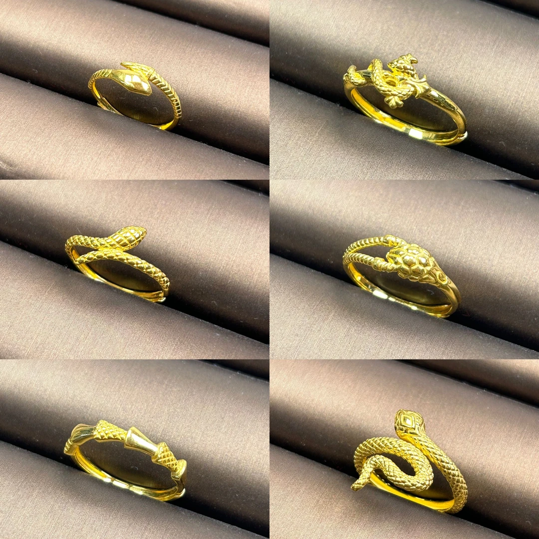 足金999【灵蛇戒指】蛇年本命年纹路灵蛇足金黄金戒指生肖蛇多样式