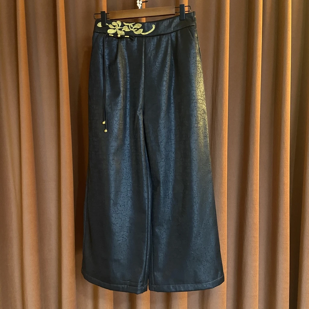 【百珂】新中式复古时搭新款休闲洋气显瘦百搭大气秋季直筒阔腿裤