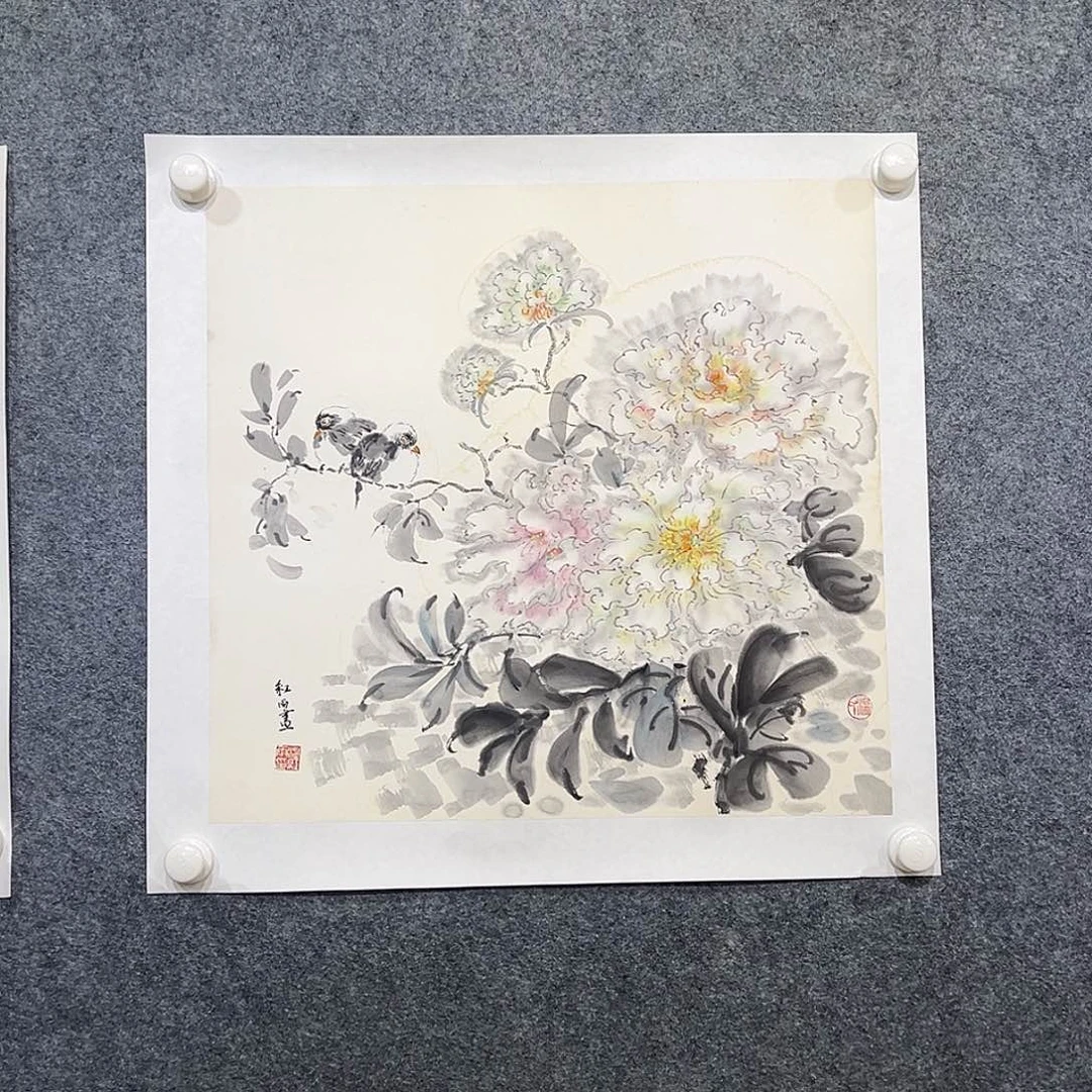 国画纯手绘画心原创