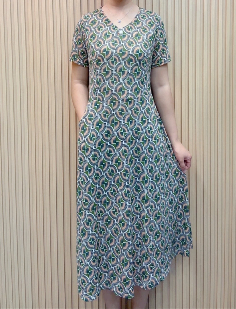 【花扇】新款夏季时尚气质显瘦妈妈装印花连衣裙