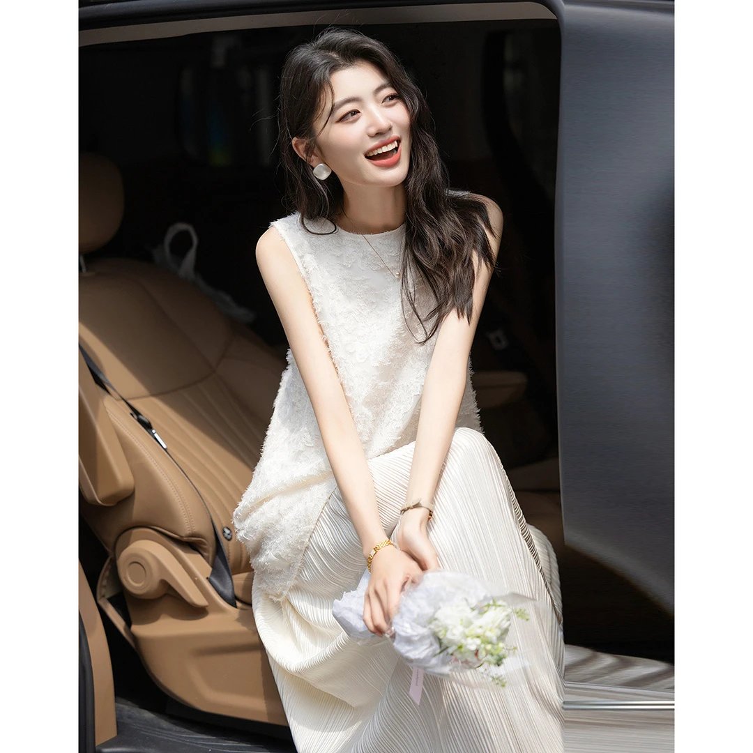 时尚假两件轻薄款连衣裙女夏季2025新款法式气质优雅雪纺裙小清新